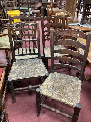 Lot 1544 - Harlequin Set of Four XIX Century Elm Rush...