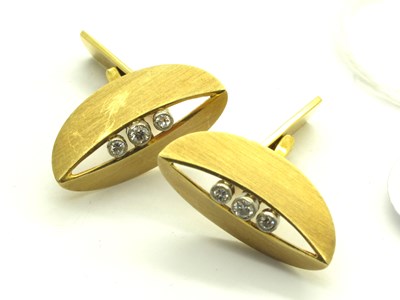 Lot 275 - A Pair of 18ct Gold Diamond Set Cufflinks, of...