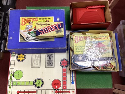 Lot 674 - Three Post War Bayko Sets, boxed, plus a Sorry...