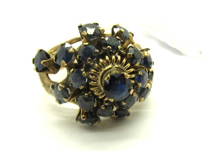 Lot 206 - A Sapphire Set Abstract Cluster Ring, the...