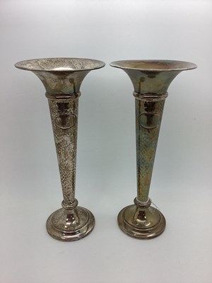 Lot 371 - A Pair of Hallmarked Silver Vases, Walker &...