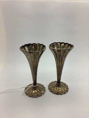 Lot 379 - A Pair of Small Hallmarked Silver Spill Vases,...