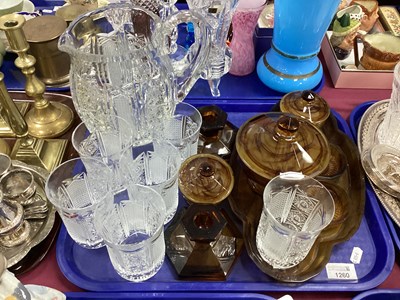 Lot 1260 - A Heavy Cut Glass Water Jug and Six Tumblers,...