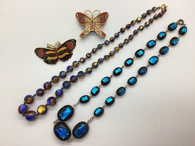 Lot 101 - Two Decorative Gilt Metal and Enamel Butterfly...