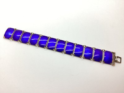 Lot 83 - David Andersen; A Blue Enamel Panel Bracelet,...