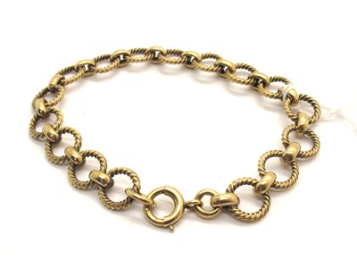 Lot 182 - A 9ct Gold Circular Link Bracelet, of textured...