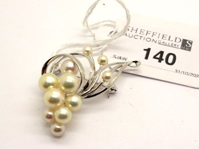 Lot 140 - Mikimoto; A Pearl Set Openwork Brooch, of...