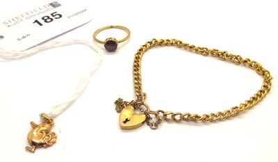 Lot 185 - A Child's Curb Link Bracelet, to heart shape...