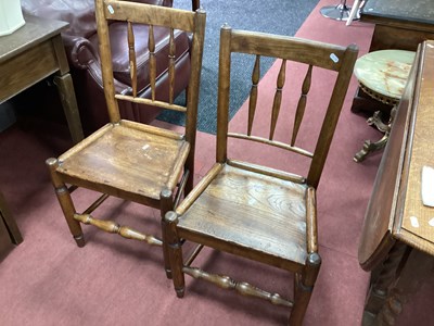 Lot 1539 - XIX Century Pair of Elm Chairs, with turned...