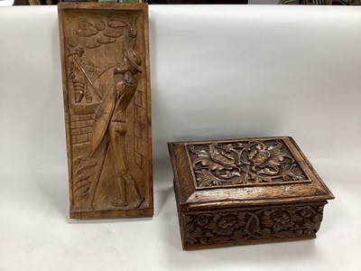 Lot 1410 - XIX Century Oak Sewing Box, with deep carved...