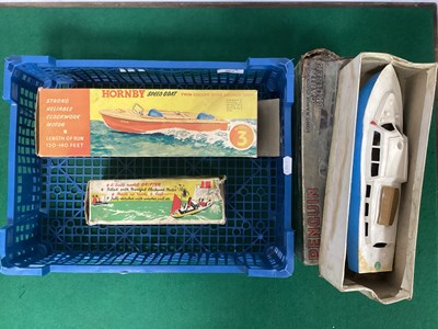 Lot 665 - Three Plastic Model Clockwork Boats by Hornby,...