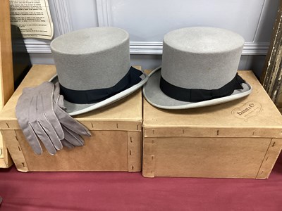 Lot 1326 - Dunn & Co, London, Two Grey Top Hats, boxed....