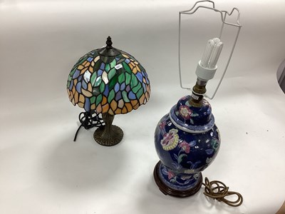 Lot 1418 - Tiffany Style Table Lamp, together with a...