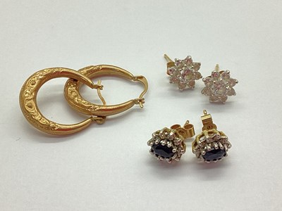 Lot 59 - A Pair of 9ct Gold Stone Set Cluster Earstuds,...