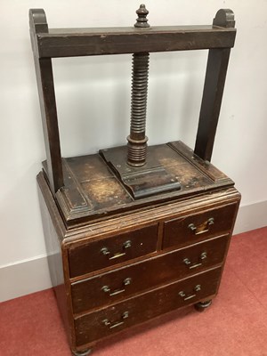 Lot 1530 - A XIX Century Oak Book Press, with spiral...