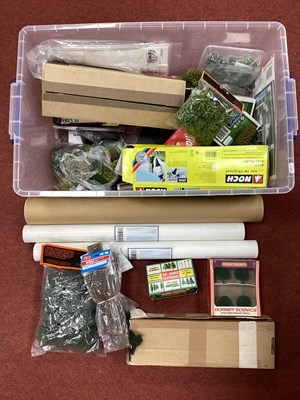 Lot 675 - One Tub of Scenic Layout Items, trees, foliage,...