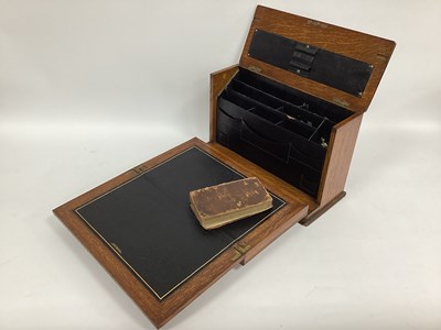 Lot 1308 - An Early XX Century Oak Travelling Writing Box,...