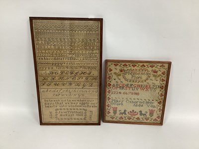 Lot 1346 - A Mid XIX Century Sampler, worked by Jane...