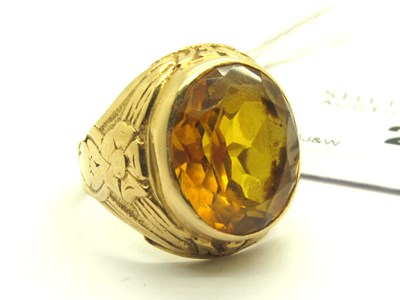 Lot 222 - A Single Stone College Style Ring, oval collet...