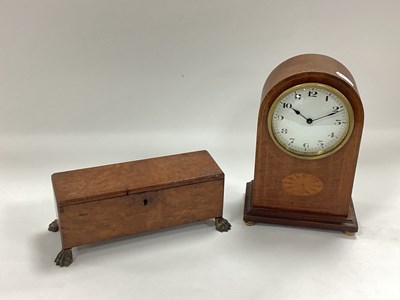 Lot 1401 - Edwardian Mahogany Inlaid Mantle Clock, with a...