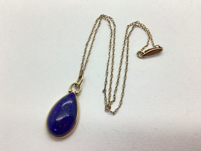 Lot 44 - A Hardstone Inlaid Pendant, teardrop form with...