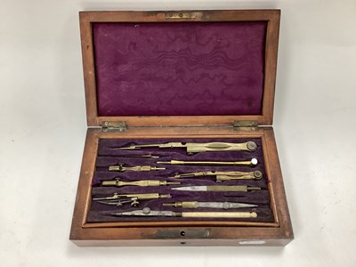 Lot 1323 - Drawing Instruments, in a fitted Rosewood box.