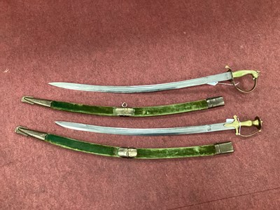 Lot 1346 - Indian Curved Sabre in a Green Velvet Scabbard,...