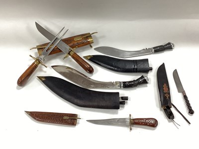 Lot 1301 - Indian Kukri Knife, other Indian knives:- One...