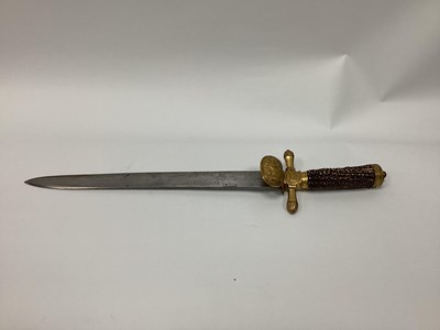 Lot 1291 - A Hunting Knife, with a horn handle, gilt...