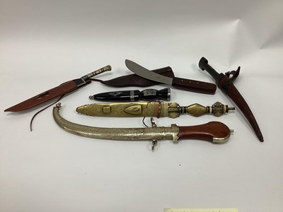 Lot 1292 - Persian Style Curved Knife, and other knives:-...