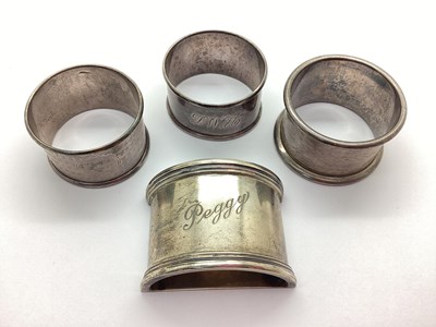 Lot 31 - Four Hallmarked Silver Napkin Rings, including...