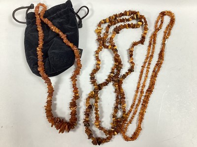 Lot 230 - Three Amber Coloured Necklaces, including...