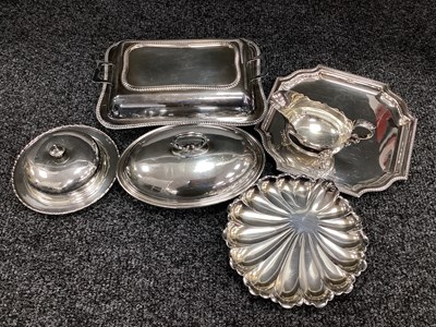 Lot 198 - Assorted Platedware, including sauce boat with...