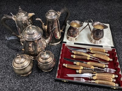 Lot 199 - A Five Piece Silver Plated on Copper Tea Set,...