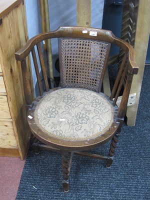 Lot 1488 - 1930s Oak Corner Chair, with shaped arms,...