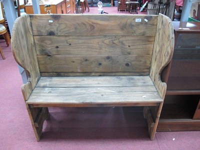 Lot 1478 - Pine Settle, with shaped sides, 91cm wide.