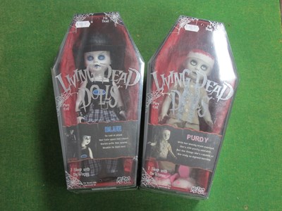 Lot 719 - Two Living Dead Dolls by Mezco. Blue & Purdy,...