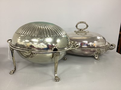 Lot 244 - A Large Plated Twin Handled Revolving Tureen,...