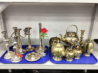 Lot 185 - Assorted Platedware, including twin arm...