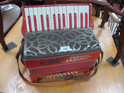 Lot 1326 - Casali Verona Accordion, in red marbelette...