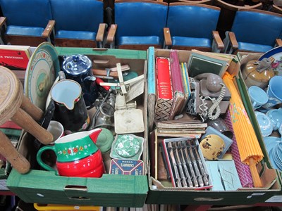 Lot 1053 - Cased Cutlery, books, stamps, parasol, brown...