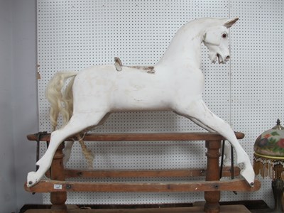 Lot 1481 - XIX Century White Painted Wooden Rocking Horse,...