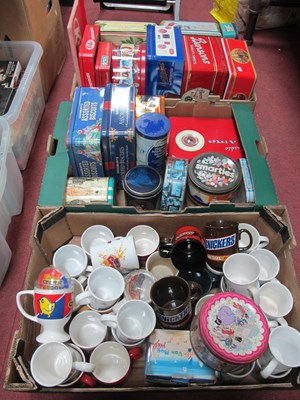 Lot 1111 - Tins and Pottery Mugs Many Advertising Themed,...