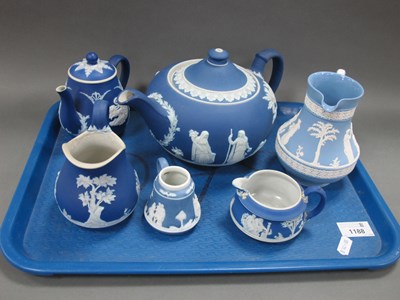 Lot 1188 - Wedgwood Dark Blue Jasper Ware Teapot, 24cm...