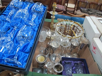 Lot 1055 - Table Lamp, boxed drinking glasses, plated...