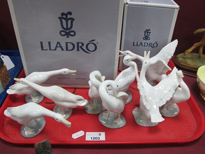 Lot 1203 - Lladro, Duck and Geese Figures, the tallest...