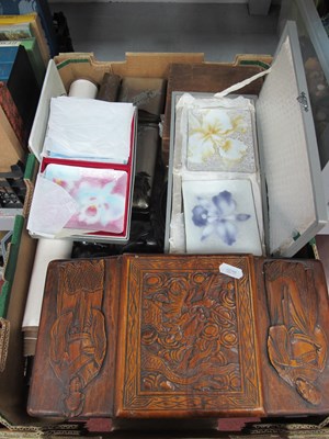 Lot 1416 - Oriental - carved wooden box, cased Tutanka...