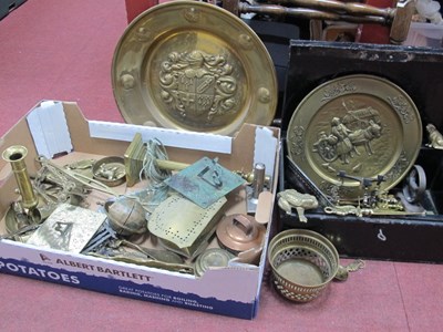 Lot 1074 - Brass Alms Dish, Sundials safety box, etc:-...