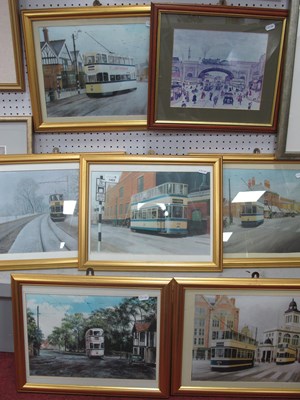 Lot 1452 - Six Framed Prints of Trams in Sheffield,...