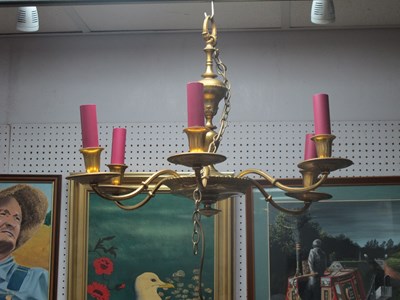 Lot 1473 - Set of Three Heavy Brass Ceiling Lights, each...